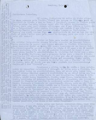 Carta de Vladimir Herzog para Tamás Szmrecsányi, 9 mar. 1966